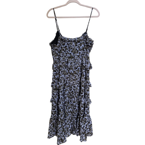 Michael Kors Midi Dress Butterfly Camo Black Green Floral‎ Sleeveless Size Large - Picture 4 of 5